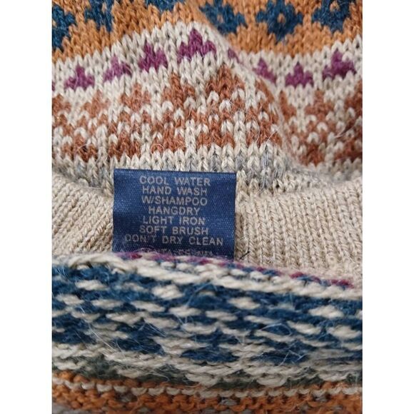 Kessler womensXXL large PERUVIAN ALPACA wool cottagecore sweater button rust tan - Picture 7 of 8